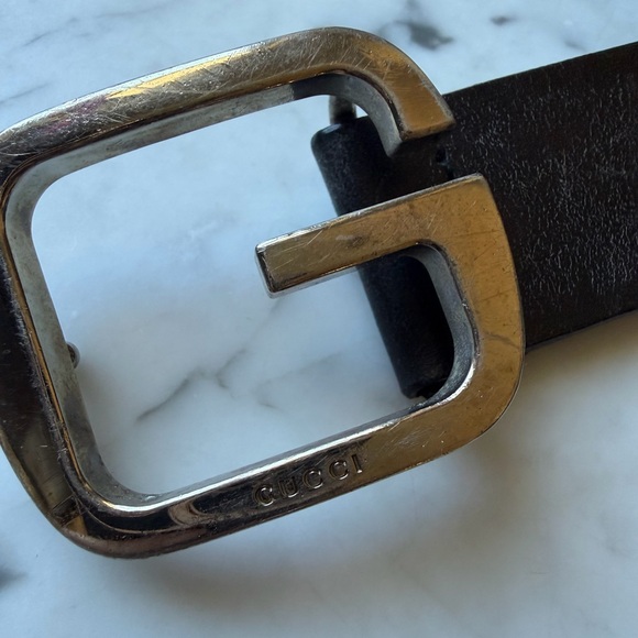 Gucci Vintage Black Belt with “G” Logo Buckle